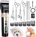 Gimars 6 in 1 Dog Clippers with Stainless Steel Dog Grooming Scissors Kits - Gold