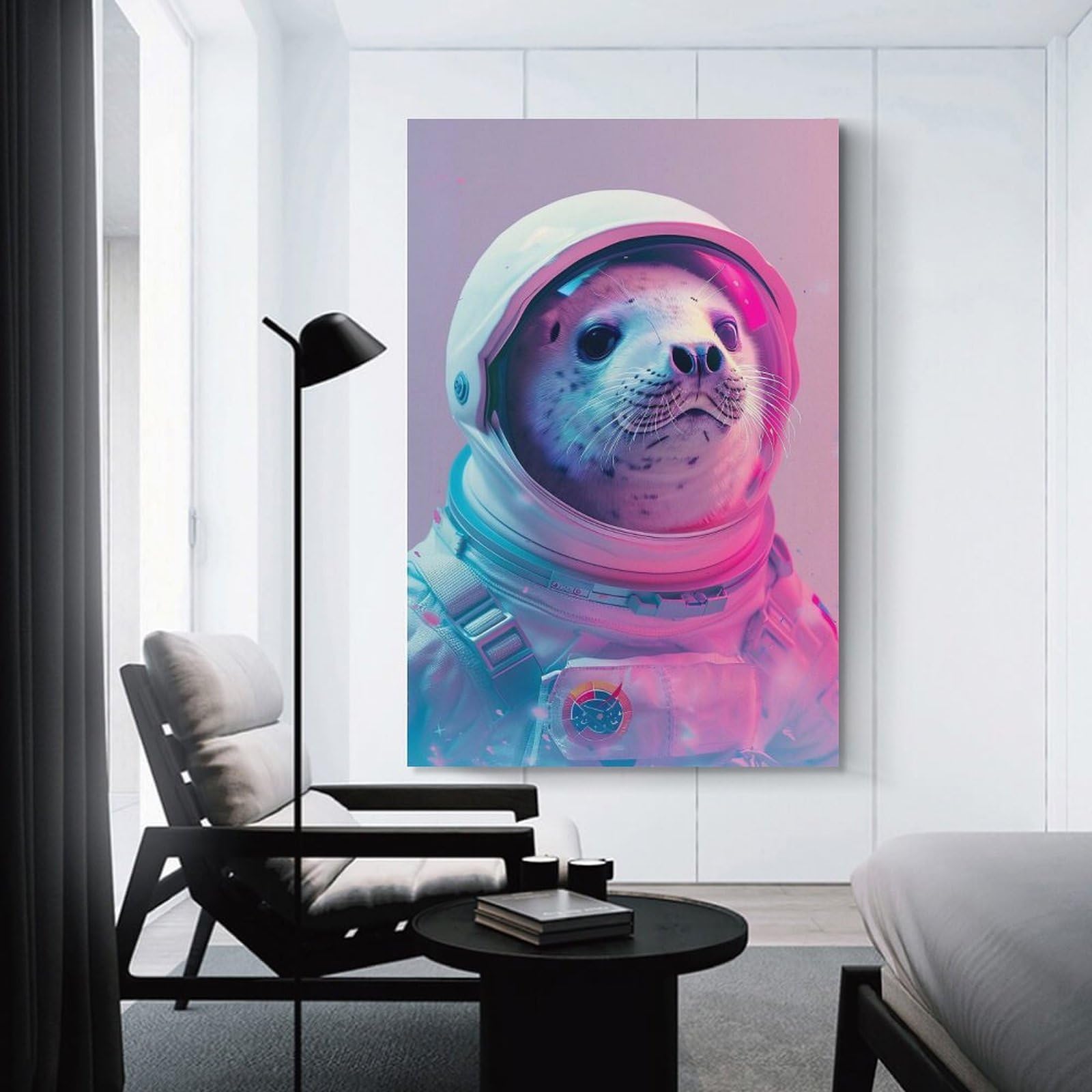 Junmoney Decorative Wall Artwork Seal Astronaut, 20x30inch(50x75cm), for Calm Bedrooms, Home Corners Or Flats, An Easy Wall Refresh for Bedrooms