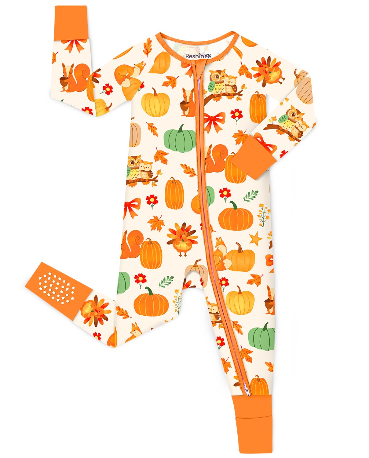 babee Reshinee Viscose Derived from Bamboo Baby Footie Pajamas Convertible Newborn Sleeper for Baby Girl Zipper Onesie 0-24M
