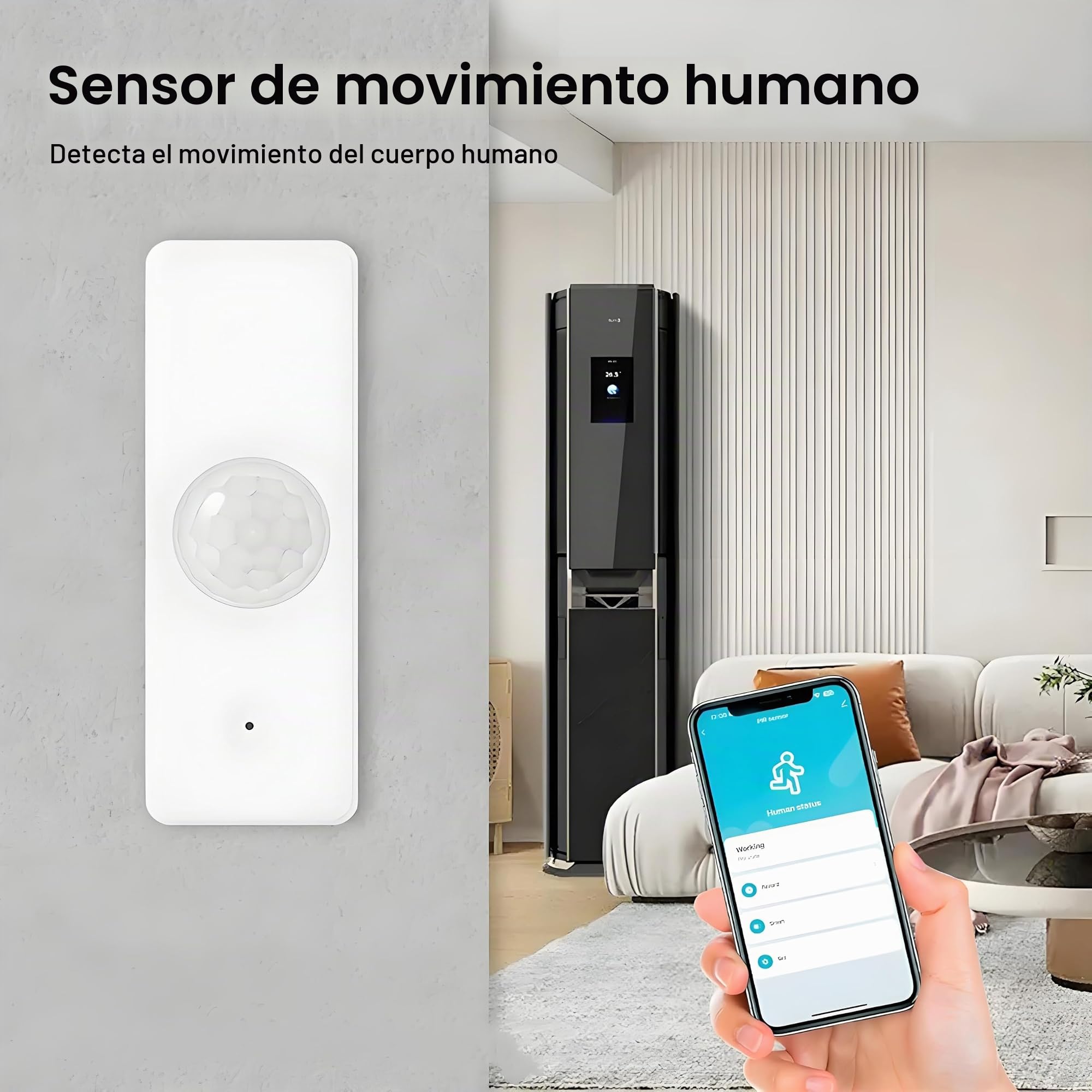 3 Pack Sensor Movimiento Inteligente WiFi 2.4GHz - Activador Automatización Luces Alarmas 105° Cobertura Ahorro Energía Batería AAA Casa Oficina