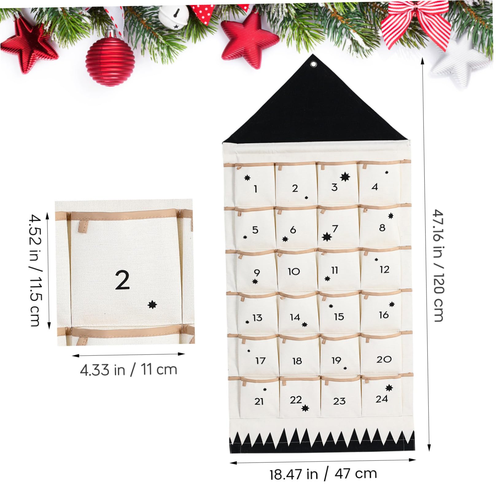 Adventskalender Zum Befüllen Aus Canvas 24 Fächer Wandkalender 120x47cm Praktische Weihnachtsaufbewahrung Für Kinder Und Partner