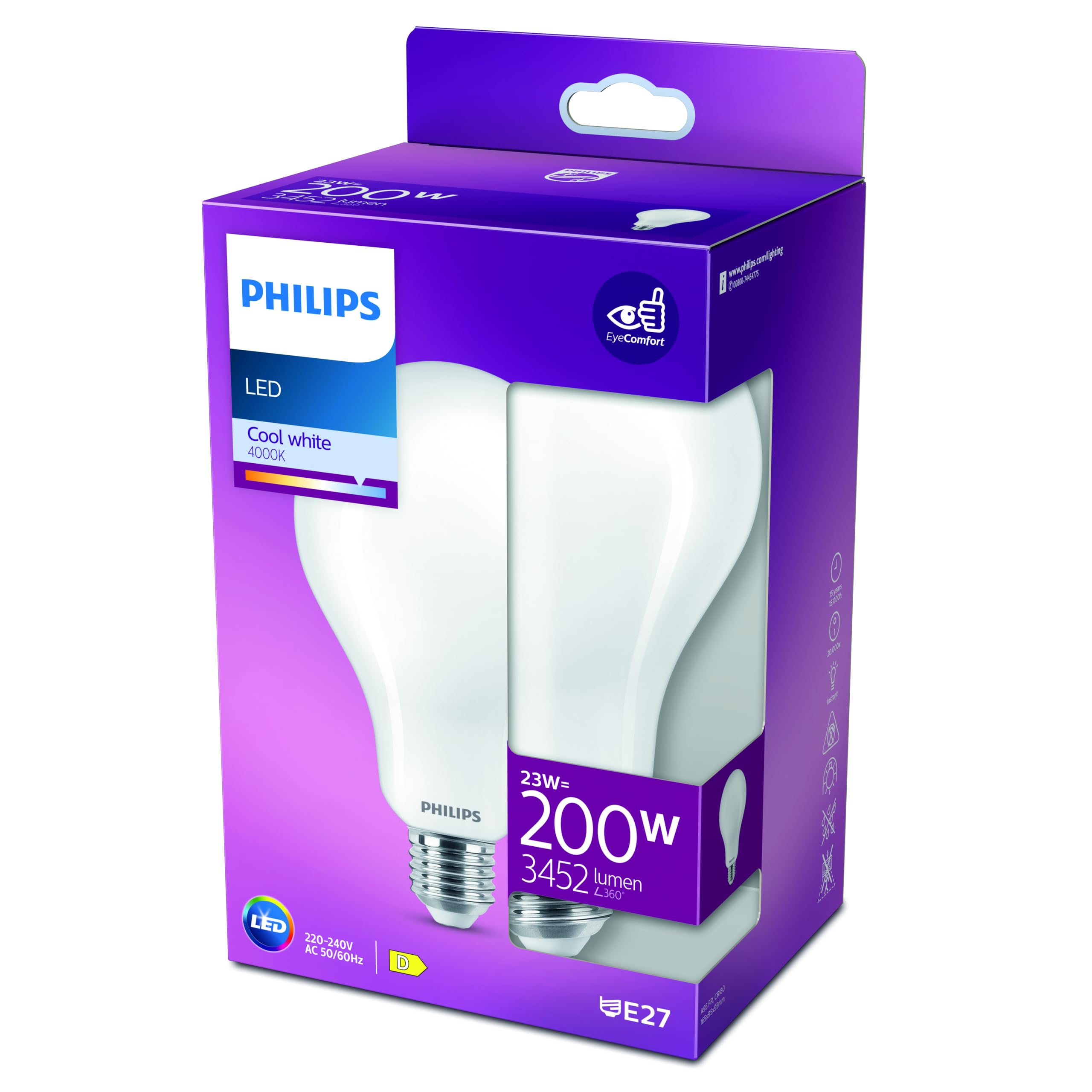 Lampadinaled Philips Goccia Vetro Smerigliato, 4000k