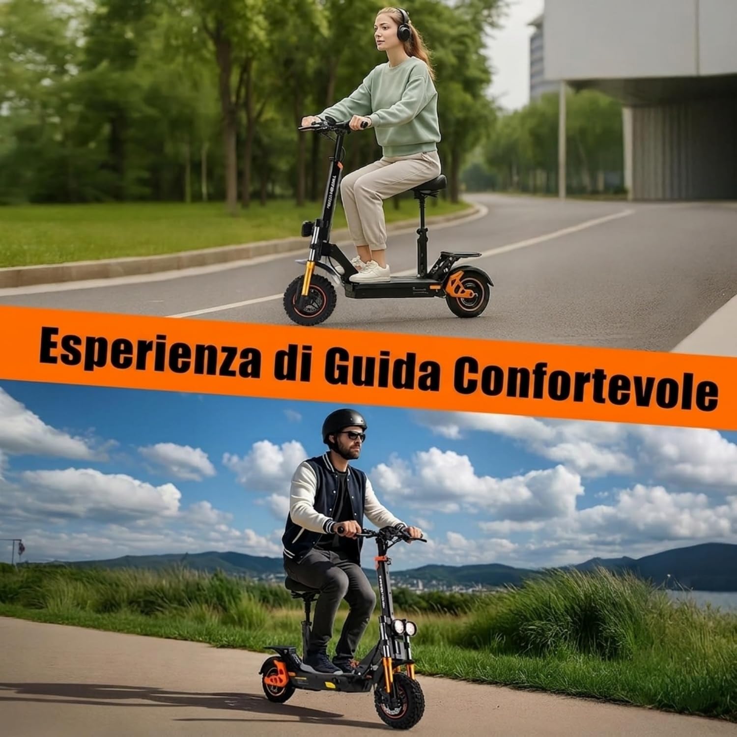V5MAX Monopattino Elettrico Pieghevole, 48V 18Ah, 30-45Km di Autonomia | Limite Di Velocità Sbloccabile, Display Alta Definizione, Pneumatici 10", Sedile, Bauletto, Doppia Sospensione&Freno a Disco