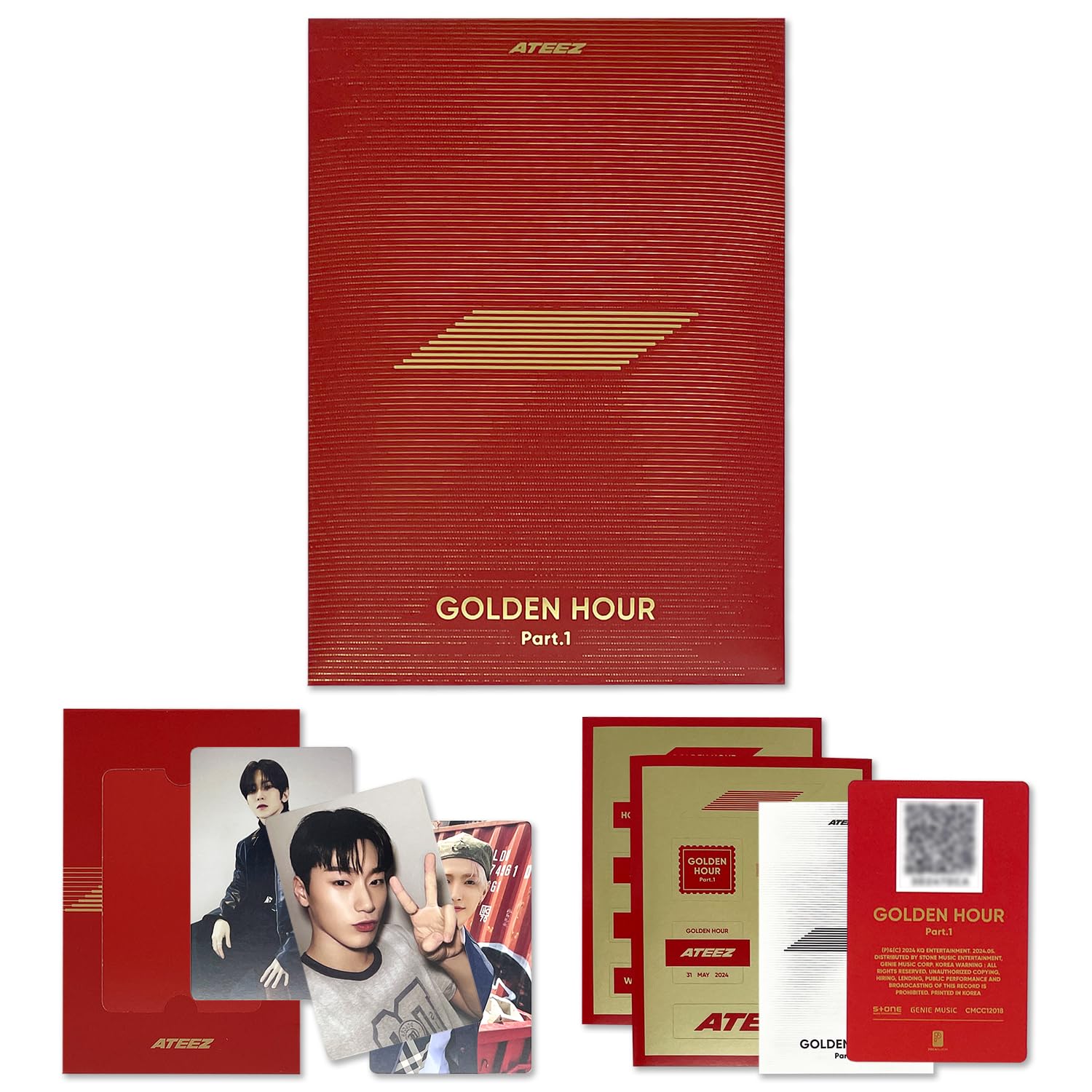 GOLDEN HOUR : Part.1 10th Mini Album (POCAALBUM Ver.) Photo Stand + QR Card + Image Card + Photocard + 2 Pin Badges + 4 Extra Photocards Official K-POP Sealed Album