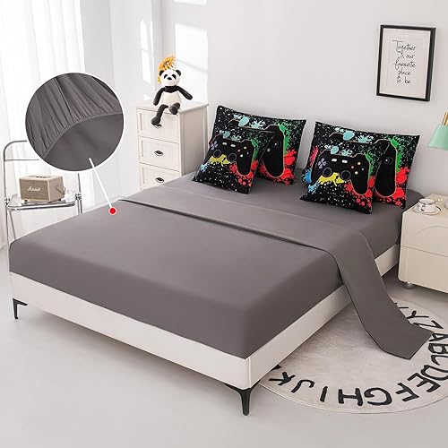 Miniatura 4 de Juego de ropa de cama de dinosaurio individual para niños, juego de edredón individual para adolescentes, juego de ropa de cama de 5 piezas para