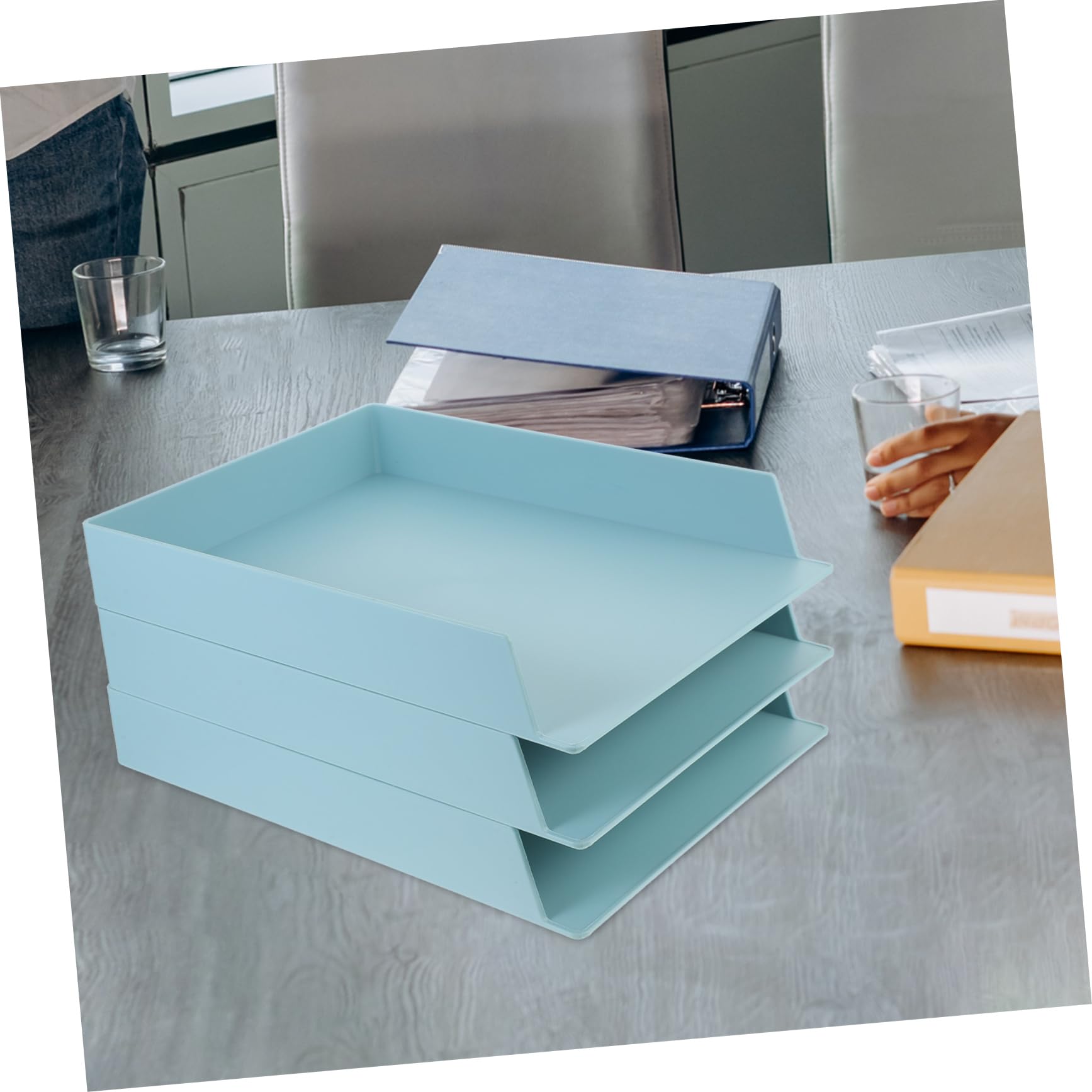 Tofficu Caja de Almacenamiento de Archivos Decoracion Colegio A4 Apilable | Abs Verde, Gran Capacidad y Diseño Ligero, Uso en Oficina y Dormitorio, Paquete de 3 Piezas