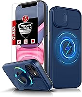 Vista 32 de Funda magnética para iPhone 11 Pro compatible con carga inalámbrica MagSafe, con 2 protectores de pantalla, anillo kickstand de 360° integrado +