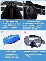 Vista 3 de Máscara de buceo, máscara de buceo, máscara de buceo para buceo, máscaras de esnórquel, equipo para adultos y adolescentes, adecuada para natación