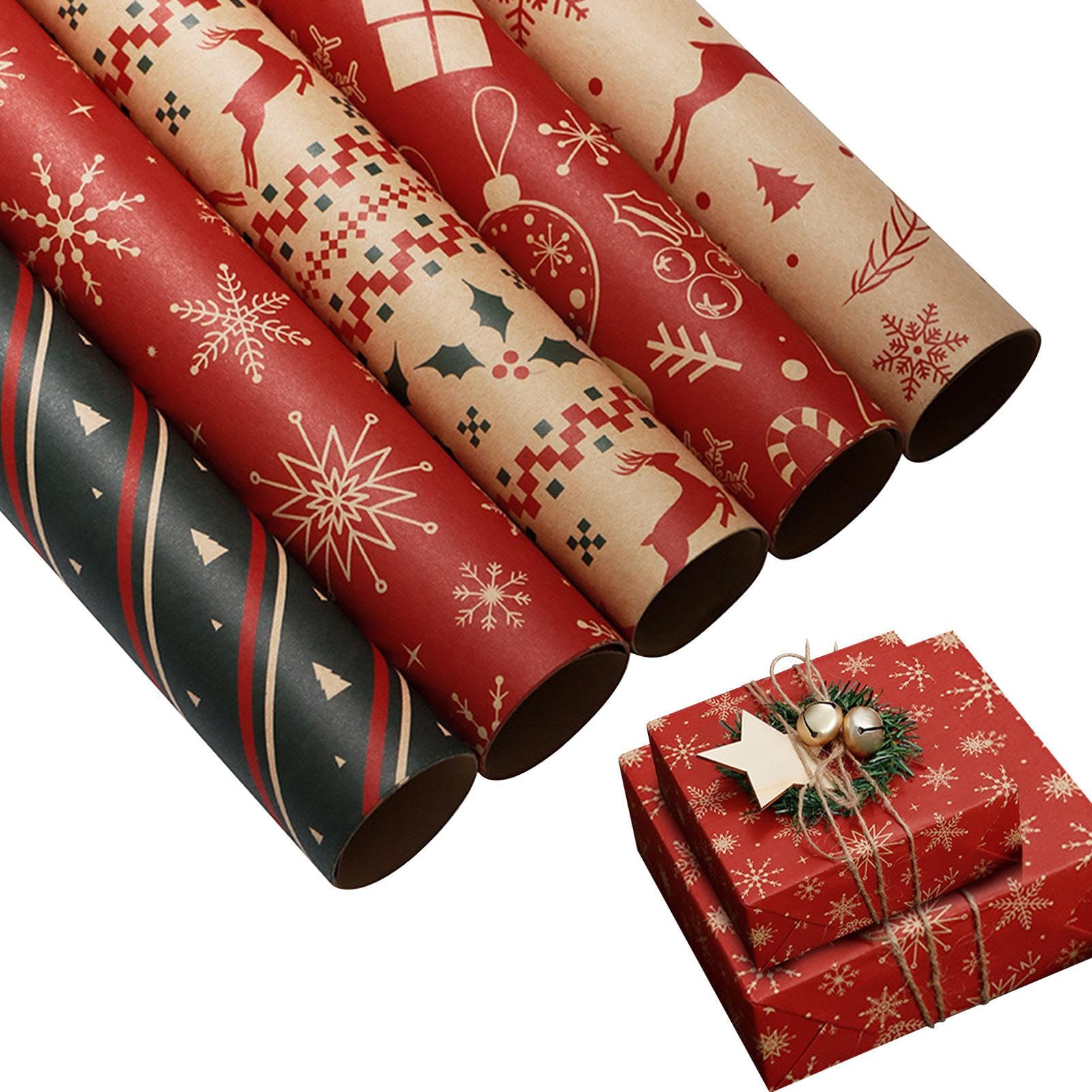 Carta Regalo Natale 5 Rotoli Carta da Pacchi per Feste
