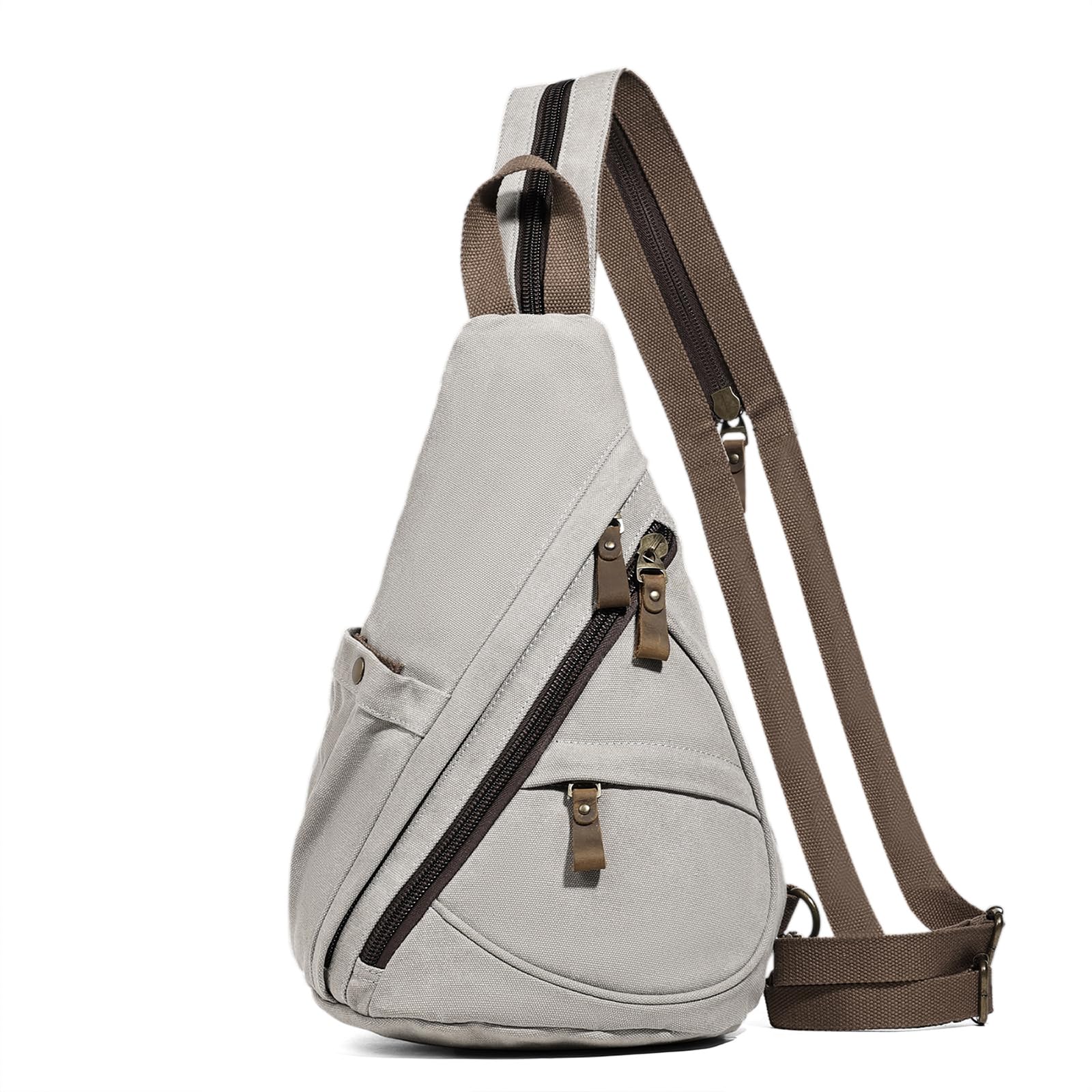 KL928 Canvas Sling Bag - Small Crossbody Backpack Shoulder Casual Daypack Rucksack for Men Women(Large Version,Leaden)