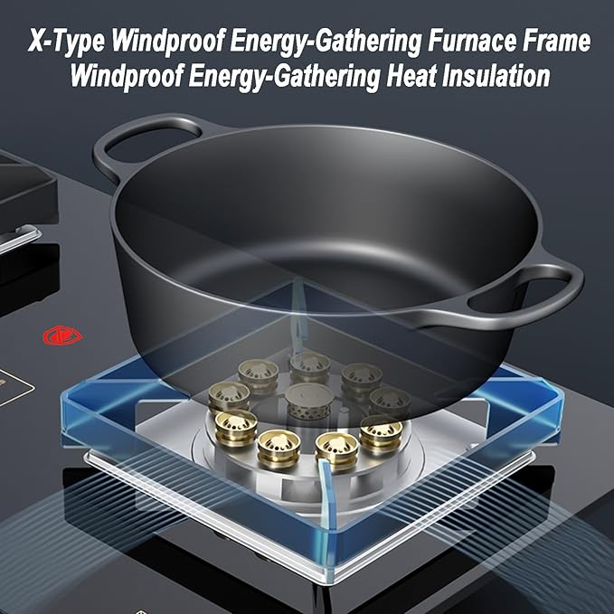 Estufa de Gas 2 Puestos, Vidrio Templado Negro, Convertible GN/GLP miniatura 3