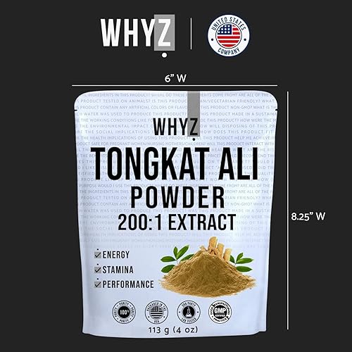 Miniatura 3 de WHYZ Polvo Tongkat Ali de 3.99 oz, extracto puro de Longjack 200:1 Eurycoma Longifolia Suplemento en polvo para un mayor rendimiento físico y