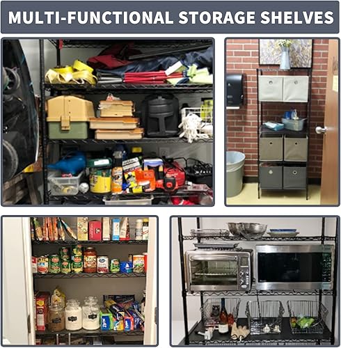 Miniatura 9 de YYkokocat Estantería de alambre ajustable de 6 estantes, estantes de almacenamiento de capacidad de 600 libras para armario, estante de alambre de