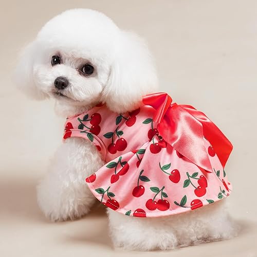 Miniatura 136 de PUPTECK Vestido de Navidad para perro, disfraz de cachorro, ropa para perros pequeños con falda de lazo, pijama Rojo (Navidad)