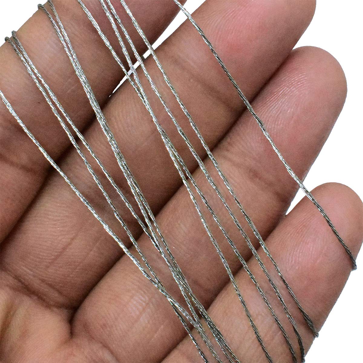 Embroiderymaterial 0.5 MM Thick Metallic Zari threads for Jewellery Making, Bracelet Making, Zari thread for Aari Work, Embroidery work, Dori/Rope/Dhaga, Safe to use in Machine (274 Meters/Grey Color) 2