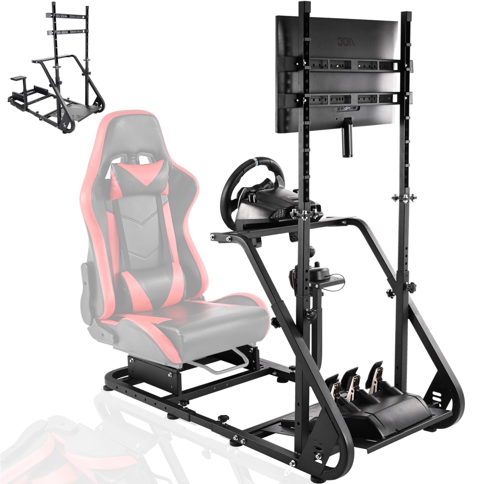 Anman Gaming Simulator Cockpit with Monitor Stand,Not included Wheel Shifter Pedal Seat