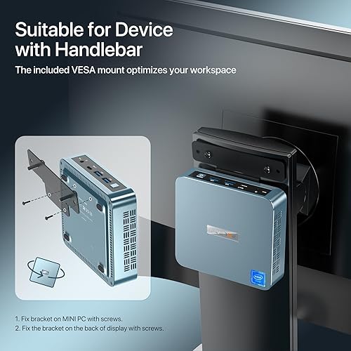 Miniatura 6 de PELADN Mini PC WI-6, Intel 12 generación Alder Lake - N100(hasta 3.4 GHz), 16 GB DDR4 RAM 512 GB M.2 PCIe SSD, soporte para computadora de