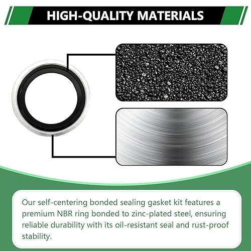 Miniatura 4 de Japtend Juego surtido de 320 arandelas de sellado autocentrante automotriz, 14 tamaños, arandelas de acero chapado en zinc NBR para M6 M8 M10 M12