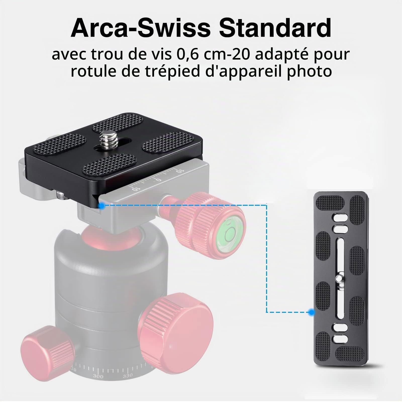 zalati Plaque à dégagement rapide Métal Universel avec 1/4" Vis Convient Arca-Swiss Standard pour Caméra Trépied Ballhead