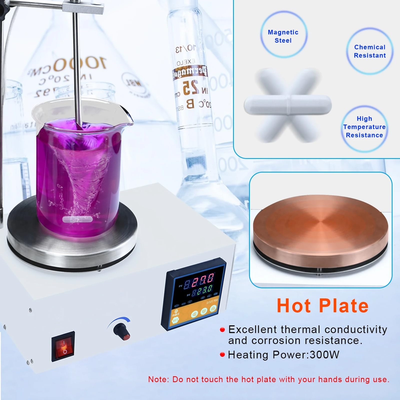 Agitatore magnetico per riscaldamento, miscelatore magnetico da laboratorio da 0 a 2500 giri/min, con piastra riscaldante digitale a LED, display della temperatura, miscelatore magnetico per