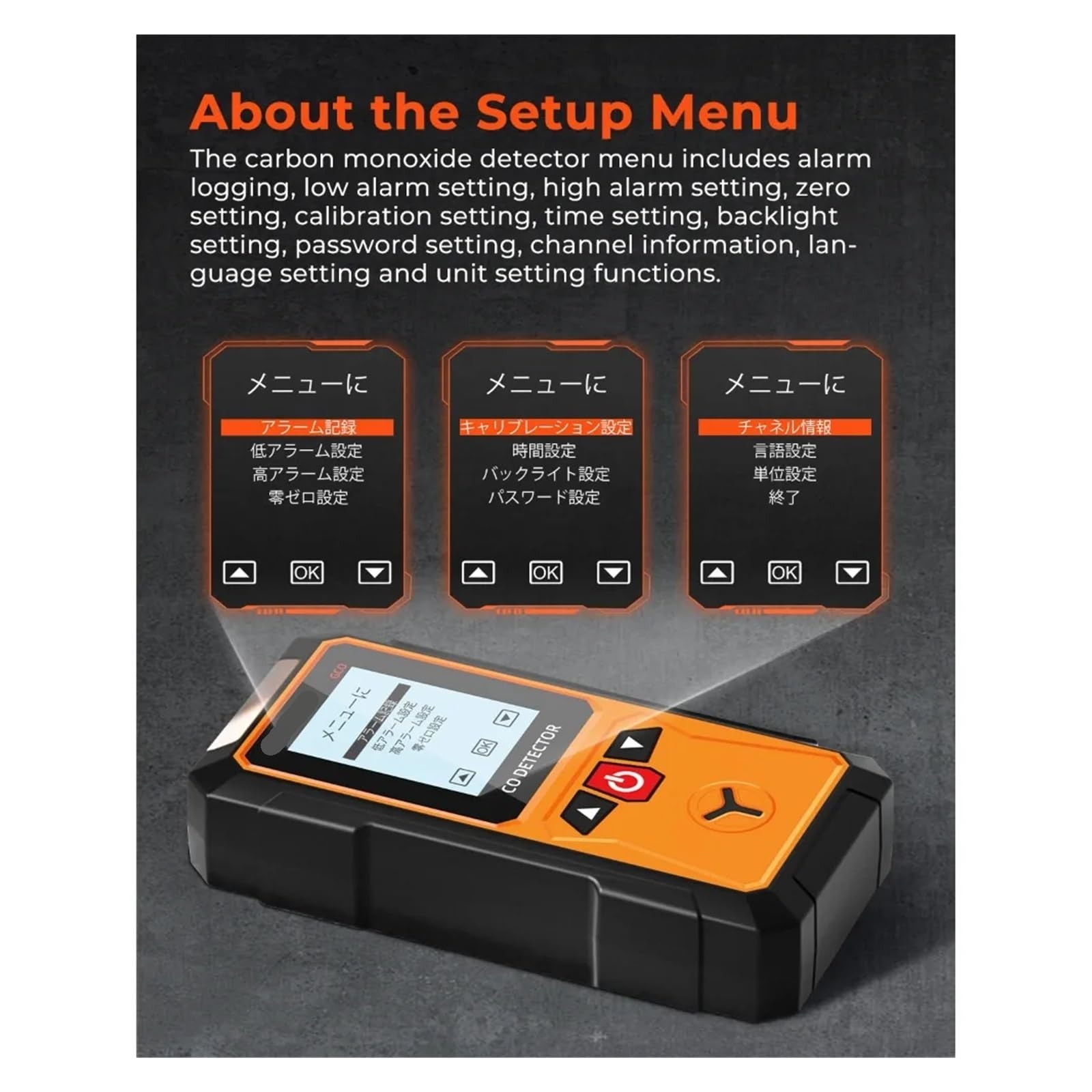 monitor di co2, Rilevatore di monossido carbonio, rilevatore CO ad alta precisione 0-2000 ppm, sensore elettrochimico, allarmi acustici e visivi display LCD per casa, ufficio, auto