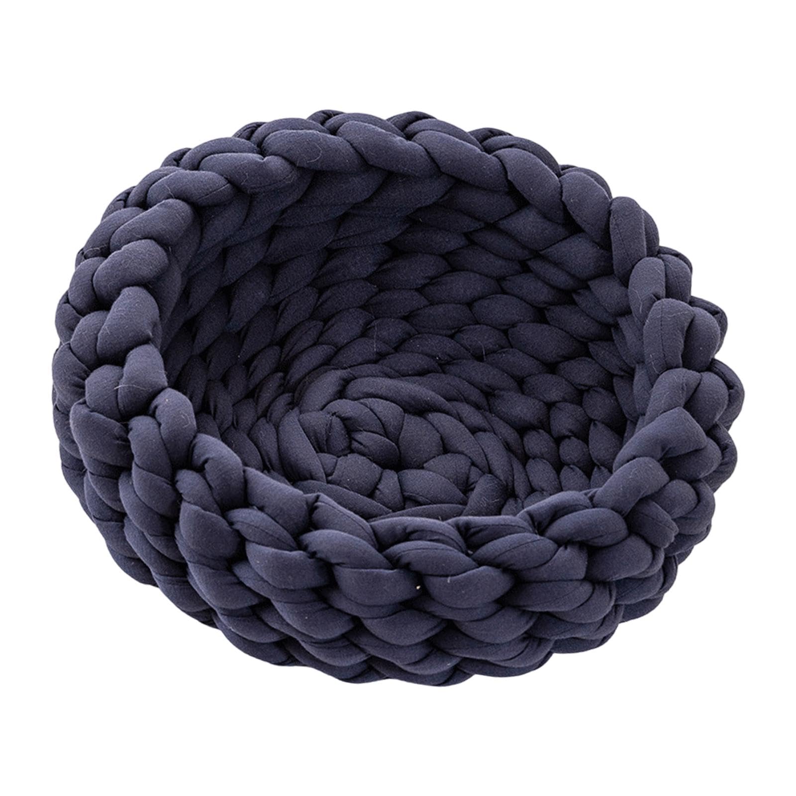 Panier de lit en coton tricoté bleu pour chat et chiot d'intérieur