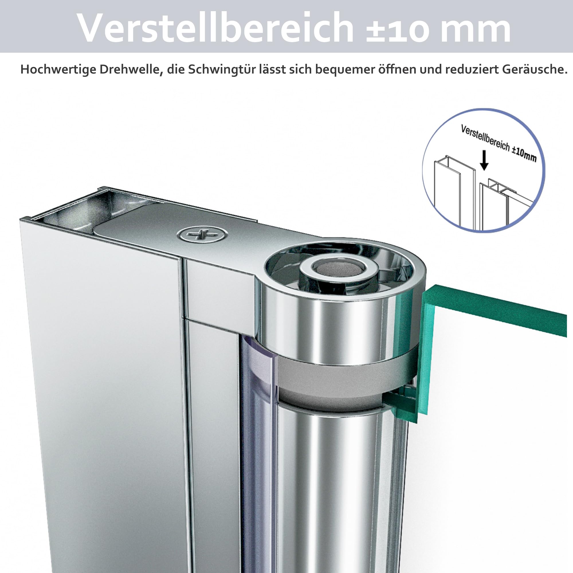 Duschtür 80x195 cm Nischentür Duschabtrennung Schwing Glastür Duschtrennwand aus Nano Sicherheitsglas Höhe 195cm