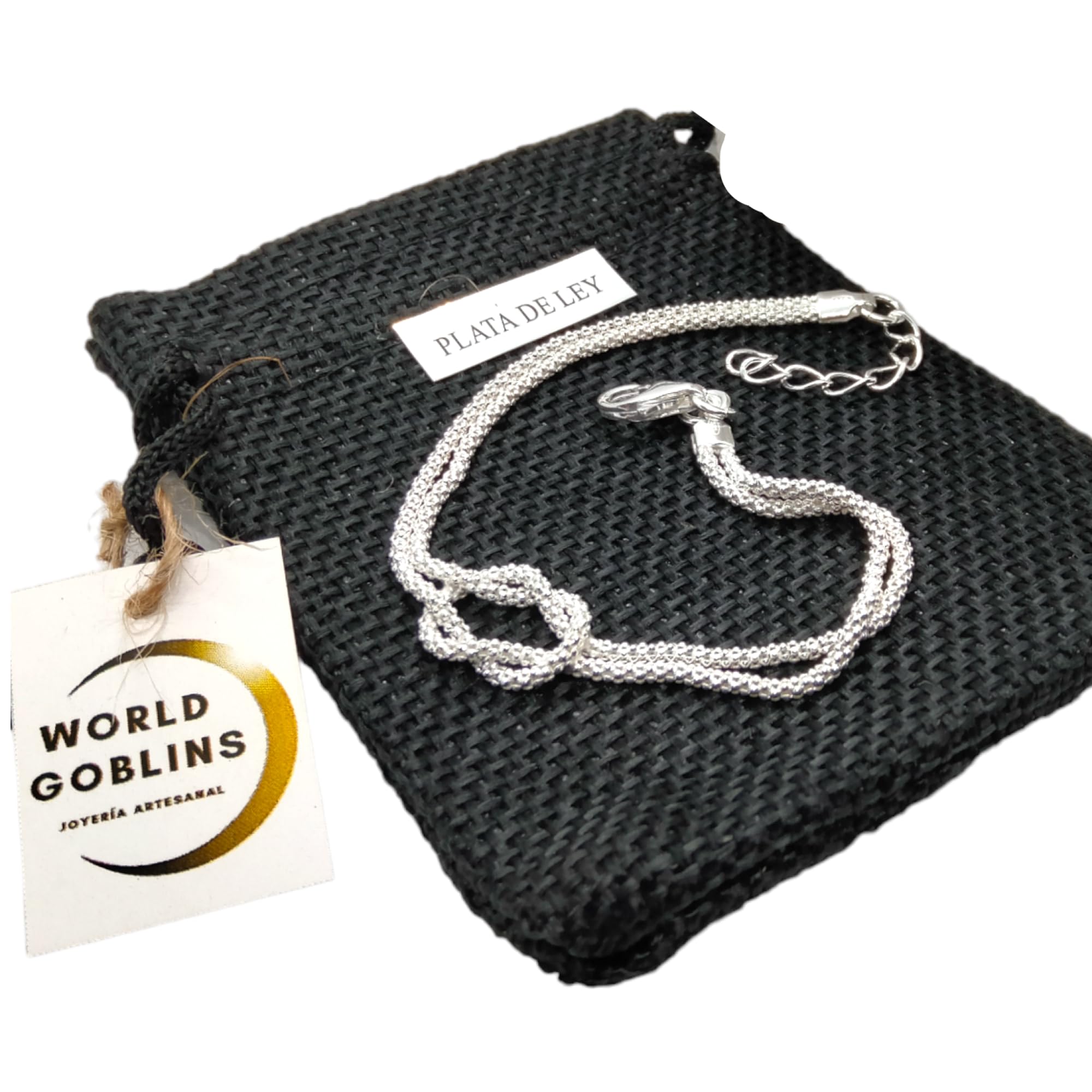 WORLD GOBLINSPulsera Mujer Plata de ley 925 con Nudo. Joyería Mujer Plata. Joyas para Mujer. Hecha a mano, Joyero, Artesanal. Córdoba-España. Regalos para Mujeres Originales (925/1000 con Nudo)