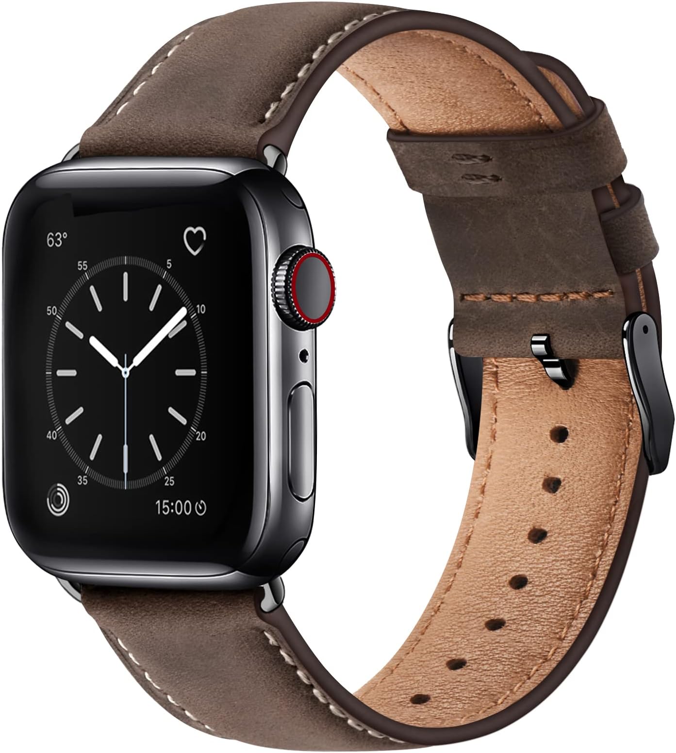 SUNFWR Leather Bands Compatible with Apple Watch Band 42mm 44mm 45mm 46mm 49mm for Men Women, Top Grain Genuine Leather Replacement Strap for iWatch Ultra2 Ultra SE2 SE Series 10 9 8 7 6 5 4 3 2 1