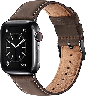 WFEAGL Pulseira de Couro Apple Watch Vintage é Compatível Com os Relógios Apple Watch 38mm 40mm 41mm 42mm 44mm 45mm 49mm iWatch Serie 1/2/3/4/5/6/7/8 e Ultra Serie Para Homens e Mulheres.
