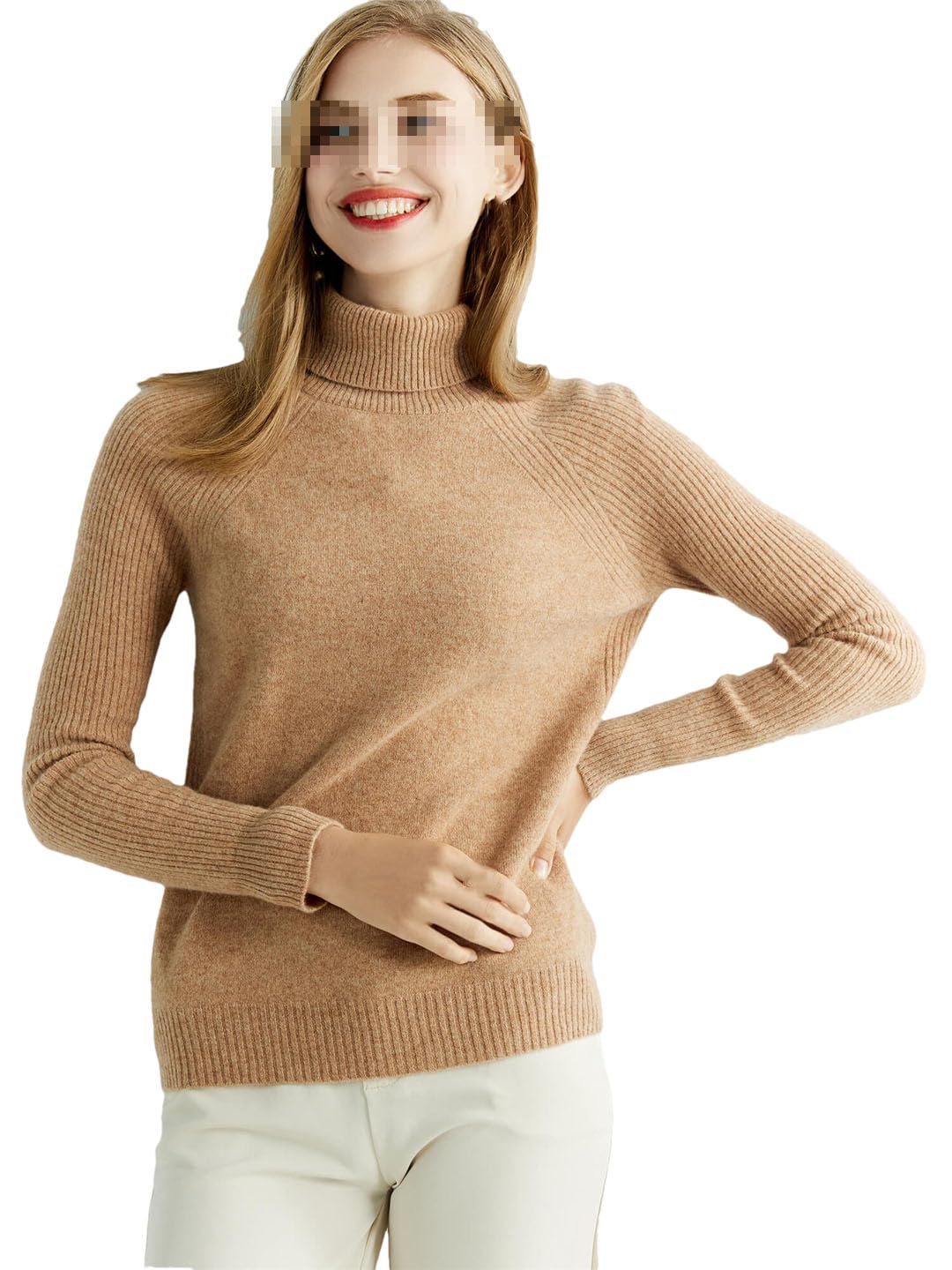 Suéteres De Punto para Mujer, Suéter De Cachemira De Manga Larga con Cuello Alto De Lana