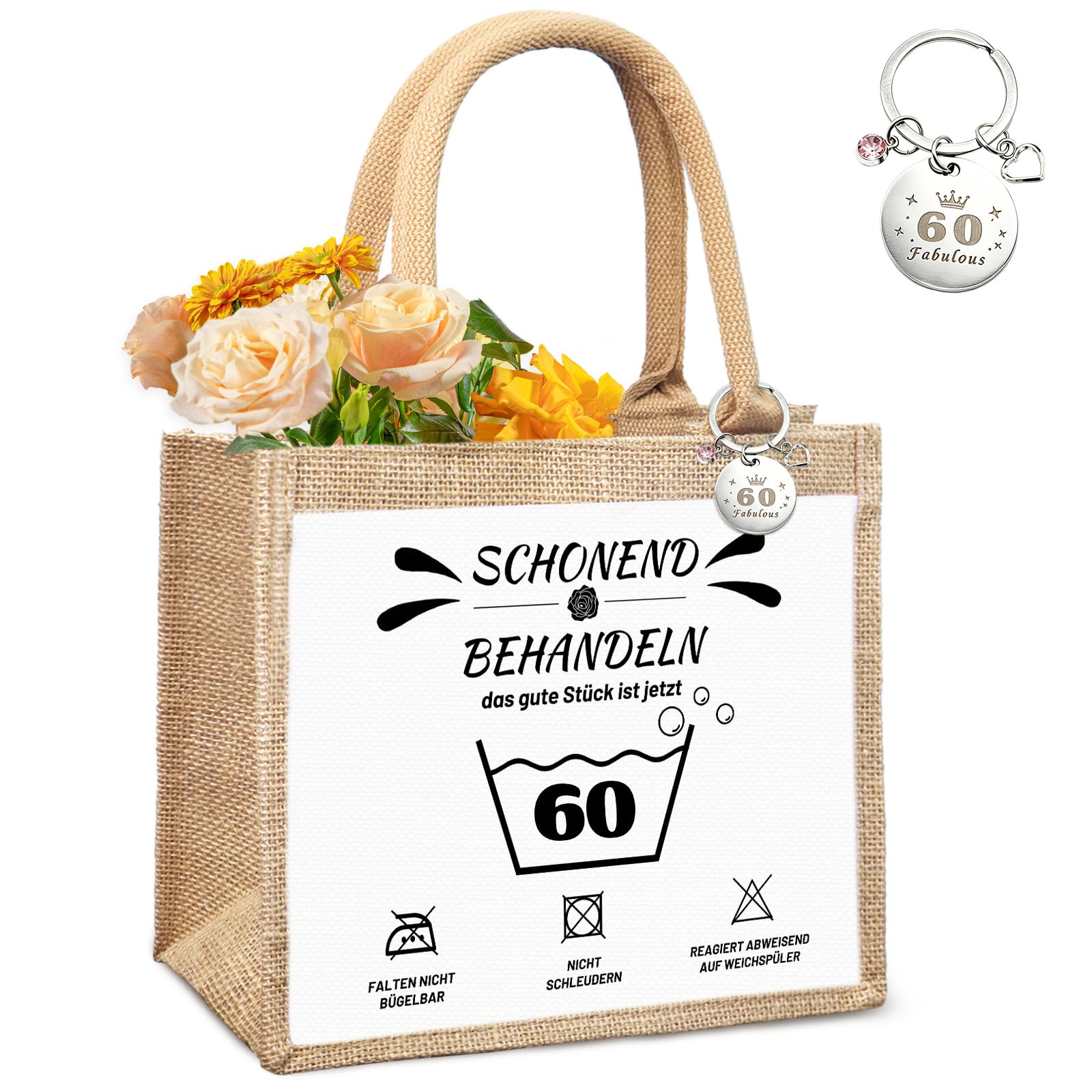 ZYNERY Lustige Geschenk zum 40 Geburtstag Frau Tasche Schlüsselanhänger, Geburtstagsgeschenk für Frauen 40. Geburtstag - Schonend Behandeln 40