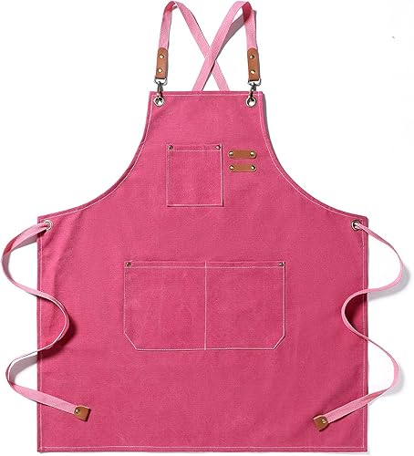 Miniatura 6 de Hyzrz Chef Aprons for Men Women with Large Pockets, Cotton Canvas Cross Back Heavy Duty Adjustable Work Apron, Size M to XXL