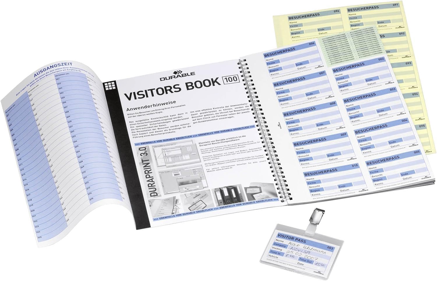 Durable Nachfüllsatz für Besucherbuch / Visitors Book 100, deutsch, für 100 Namensschilder, 146461