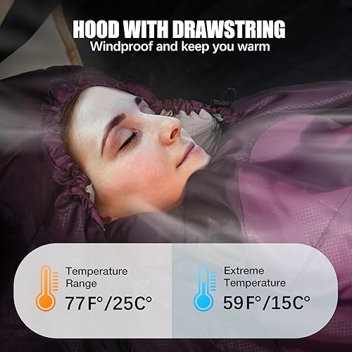 Miniatura 48 de REDCAMP Saco de dormir ultraligero para mochileros, senderismo, comodidad para adultos en clima cálido, con saco de compresión 2-Sobre