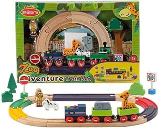 OWT Wooden Zoo Adventure Train Set for Toddlers – 22 Piece Wooden Train Track Set with Animals | Educational Montessori Toy for Kids Ages 3-8 | Fun Preschool Learning & Toddler Play Set