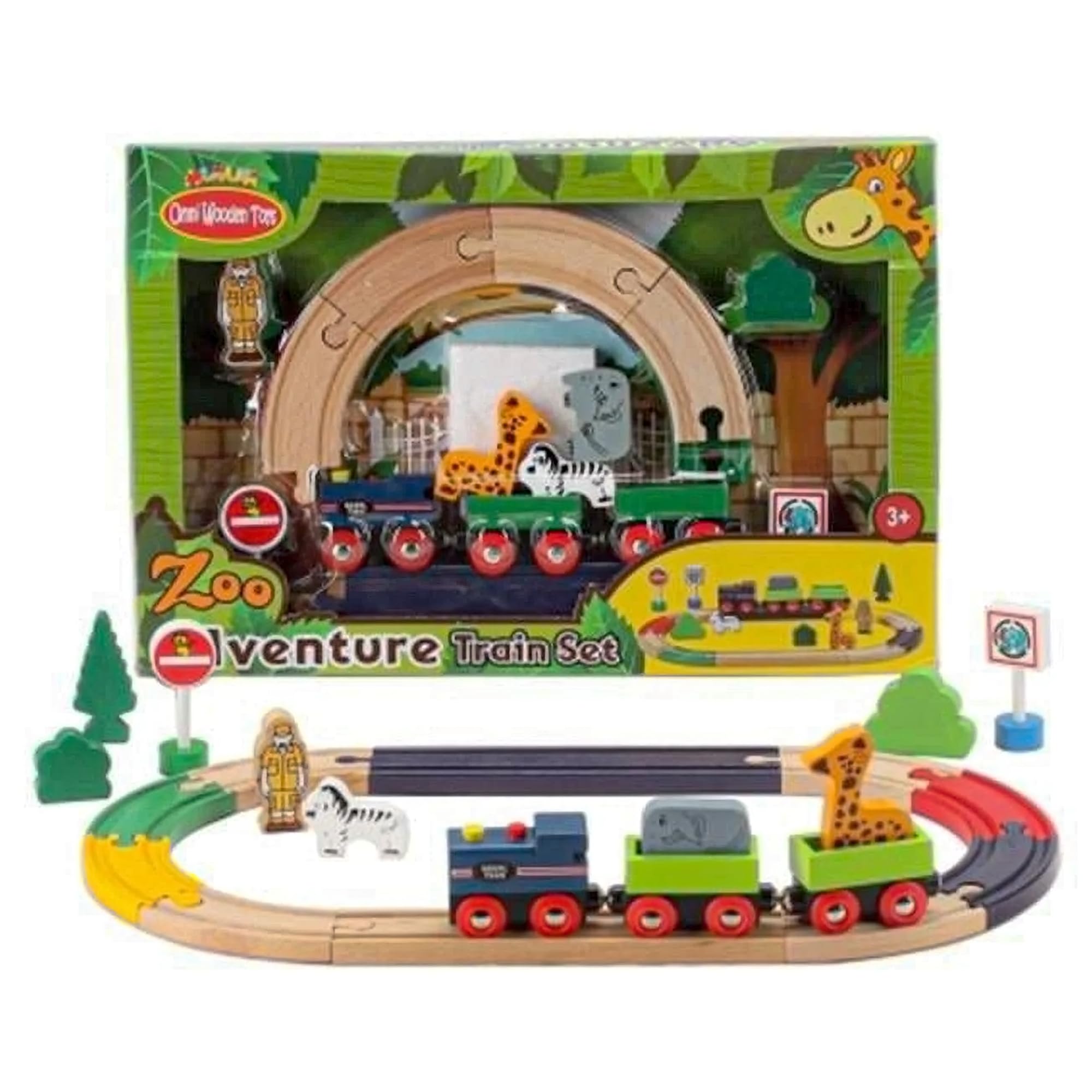 Amazon.com: OWT Wooden Zoo Adventure Train Set for Toddlers – 22