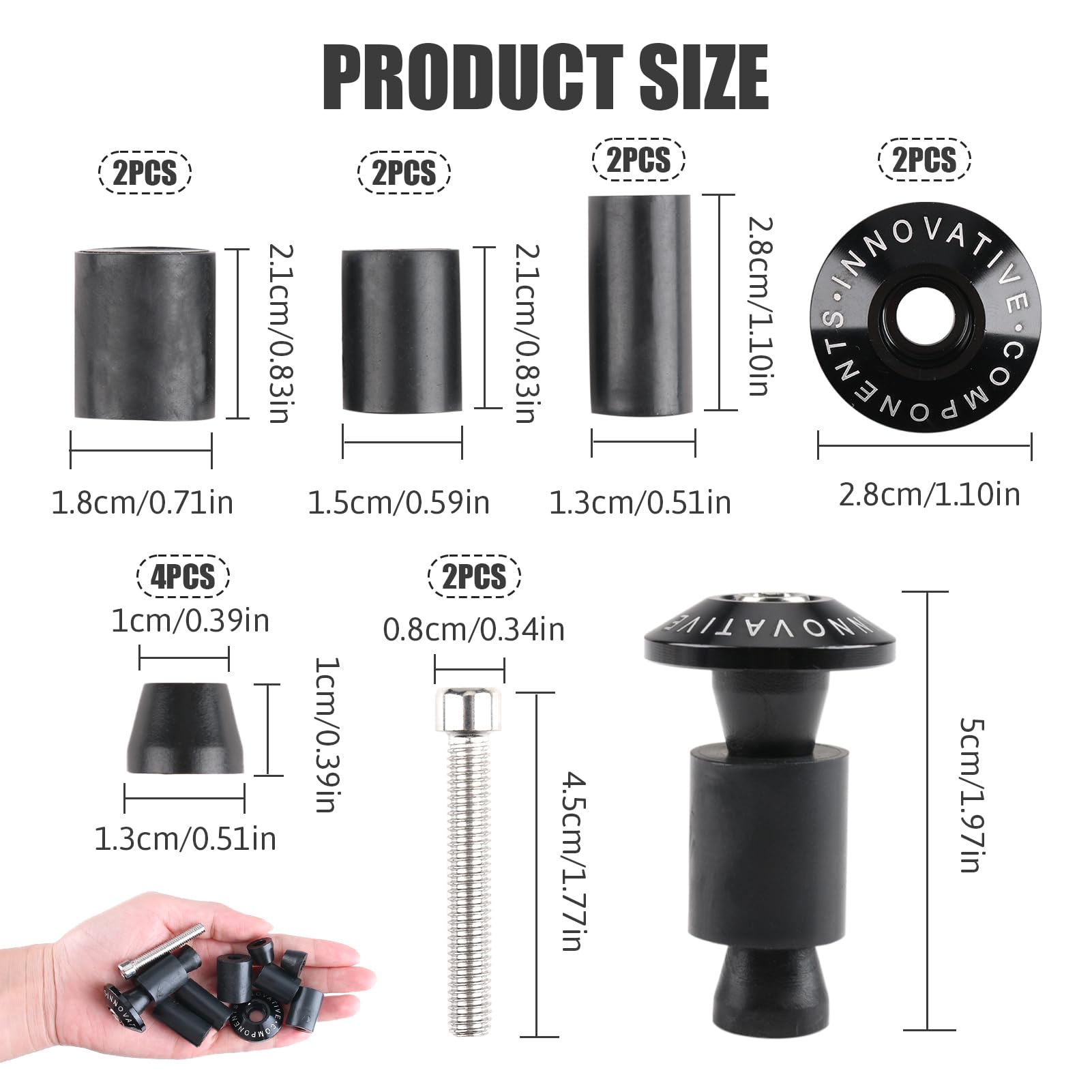 Para końcówek kierownicy motocykla, CNC aluminium do uniwersalnego 22 mm 7/8" kierownicy, czarne