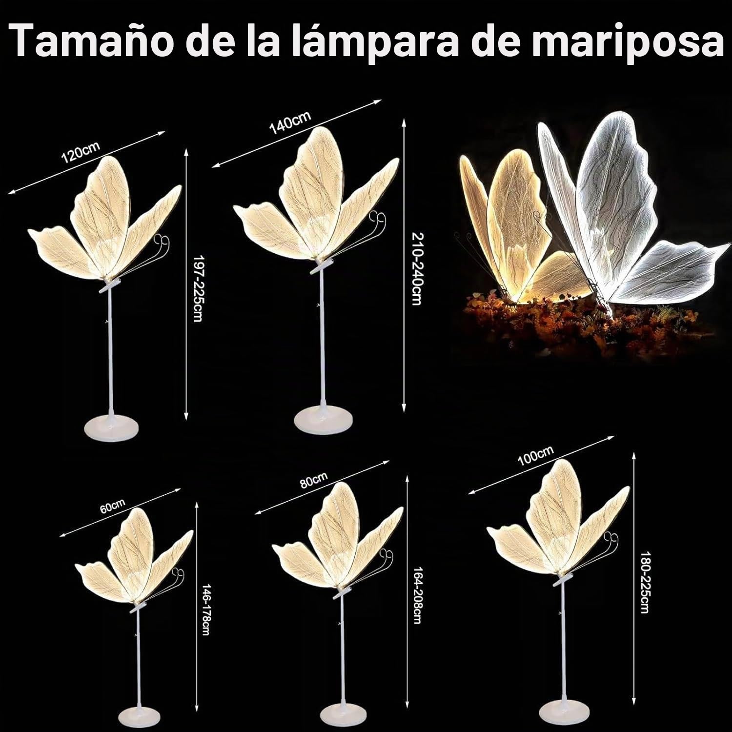 2 piezas de lámpara de pie con decoración de mariposas para bodas, lámpara de pie colgante con luz LED de mariposa luminosa, para accesorios de adorno para bodas o fiestas,60cm-silveryarnwarmlight