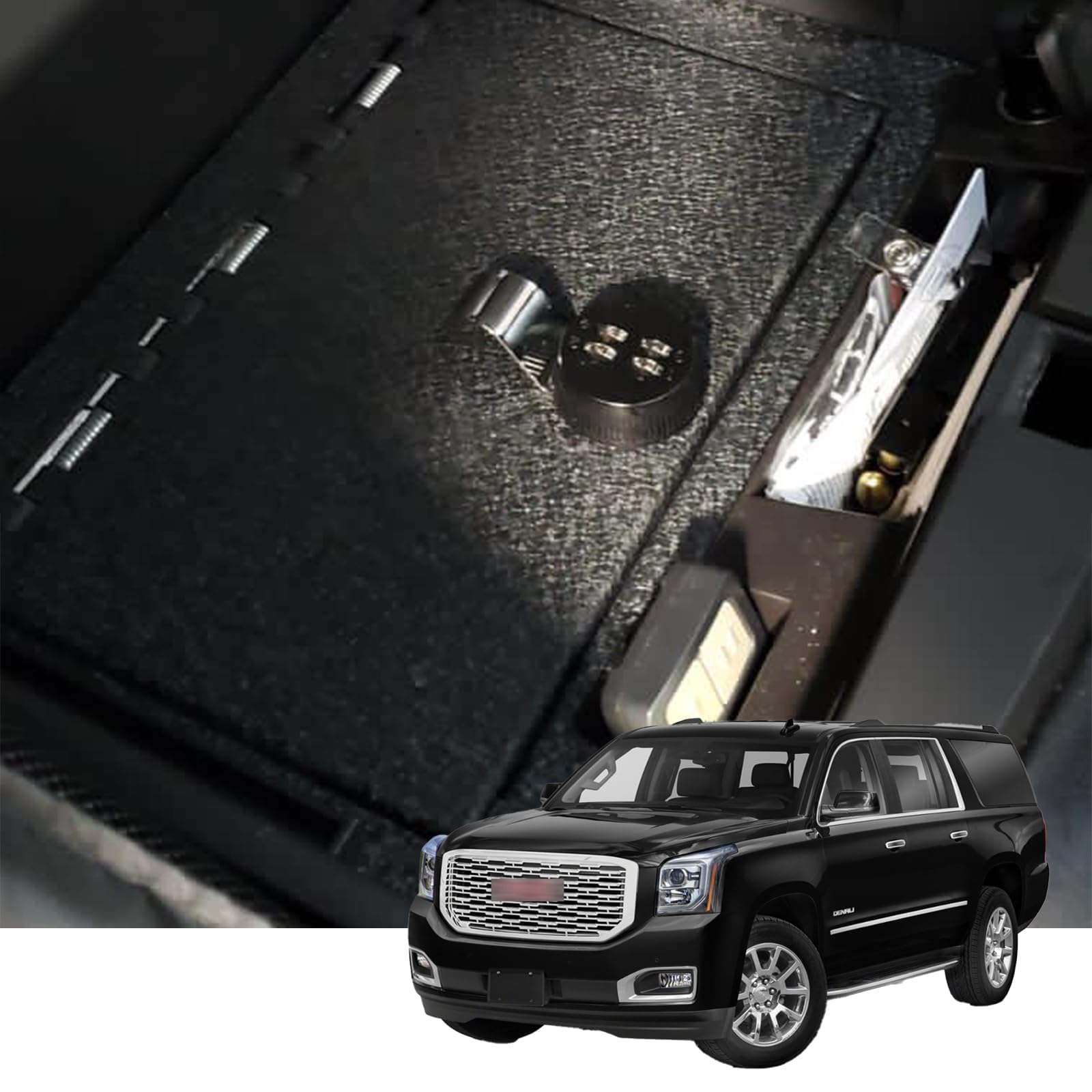 JIKE Center Console Gun Safe - Console Gun Vault Compatible with Chevrolet Suburban/Tahoe 2015-2020, GMC Yukon/GMC Yukon XL 2015-2020(4 Digit Lock)