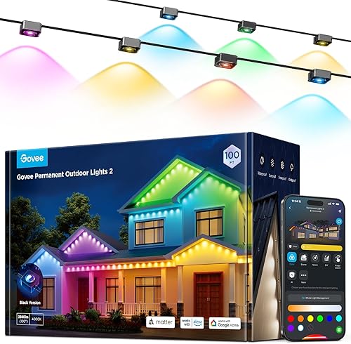 Miniatura 13 de Govee Permanent Outdoor Lights 2, 100ft RGBIC Outdoor Lights with 72 LED Lights, IP67 Waterproof, 100 Scene Modes with 40lm White for Outdoor