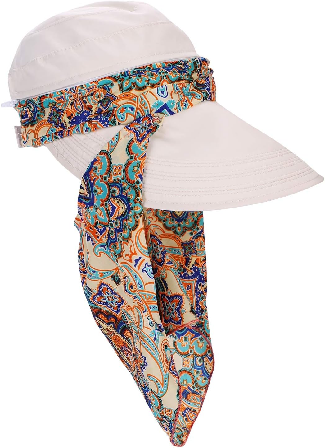 Women Wide Brim Sun Hat Multifunctional Beach Hat Foldable Sun Visor with Removable Neck Flap Bowknot - Image 9