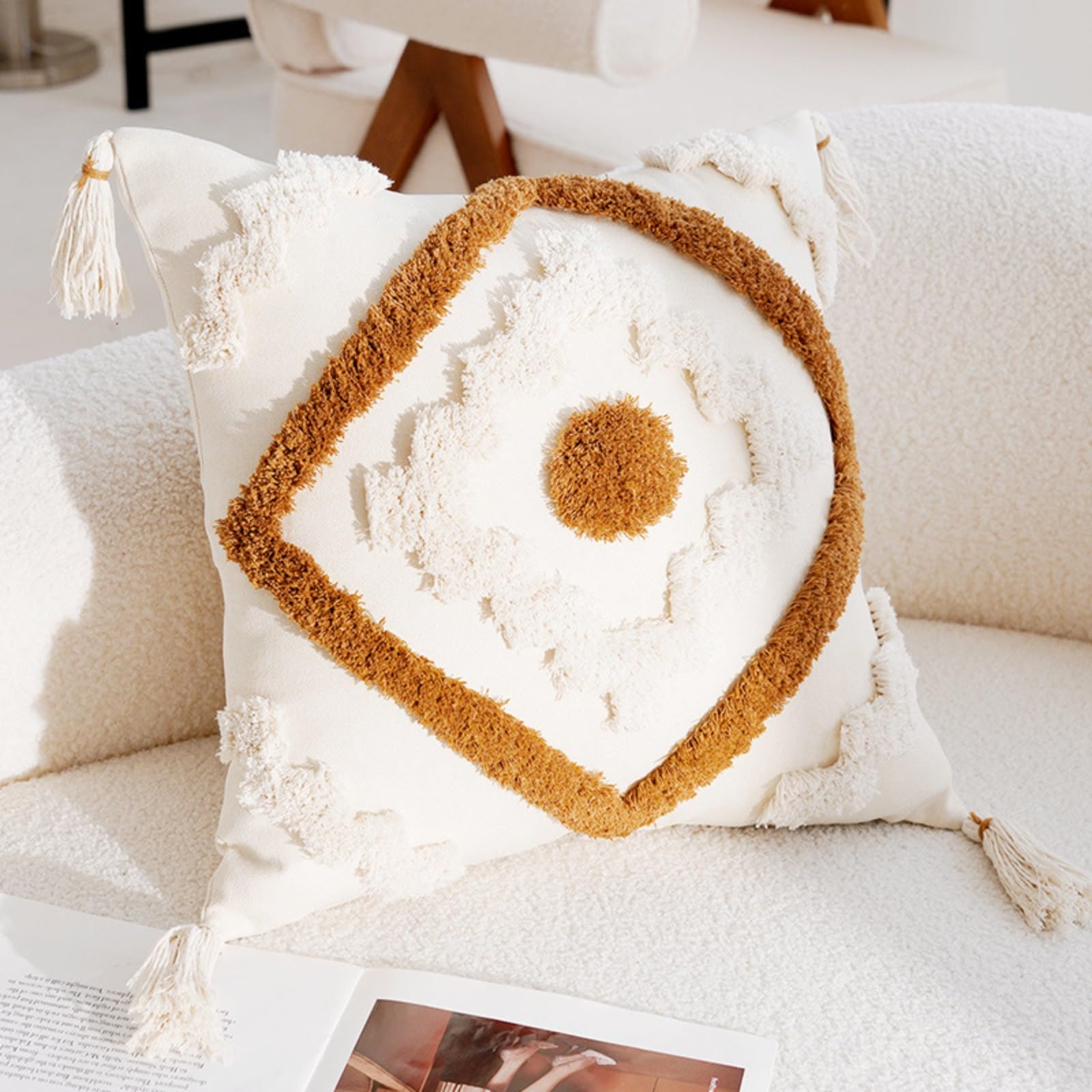 Housse de coussin bleu géométrique transformez votre salon en hôtel