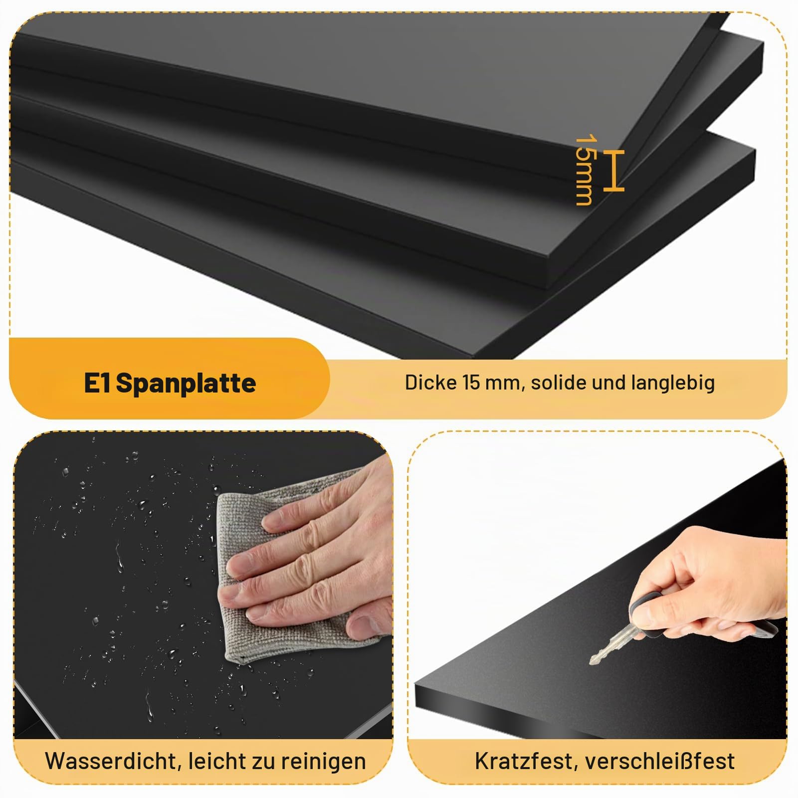Eckregal 5 Ebenen, Standregal Großes Modernes Eck-Bücherregal, L-Förmiges Offenes Bücherregal, Eckregal Wohnzimmer Holz, Standregal aus Bambus für Schlafzimmer, Büro, Arbeitszimmer Schwarz
