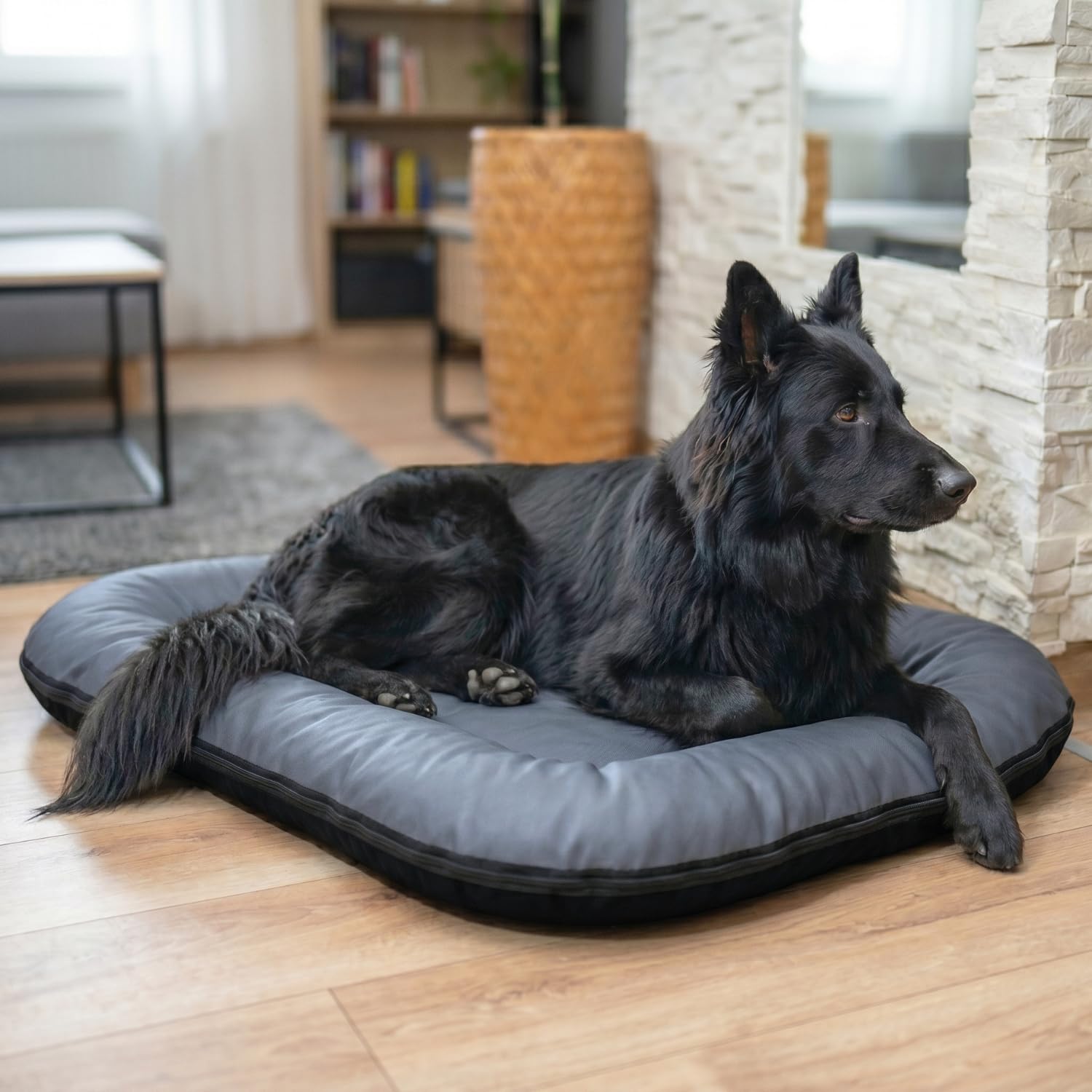 4L Textil Hundebett Kunstleder Hundematratze Hundekissen große Hunde | Wasserabweisend | Abwischbar | Robust