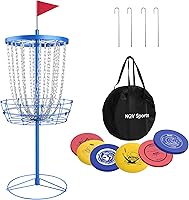 Vista 8 de Cesta de golf de disco, resistente de 24 cadenas, objetivo portátil con 6 discos de golf de disco y bolsa de tránsito