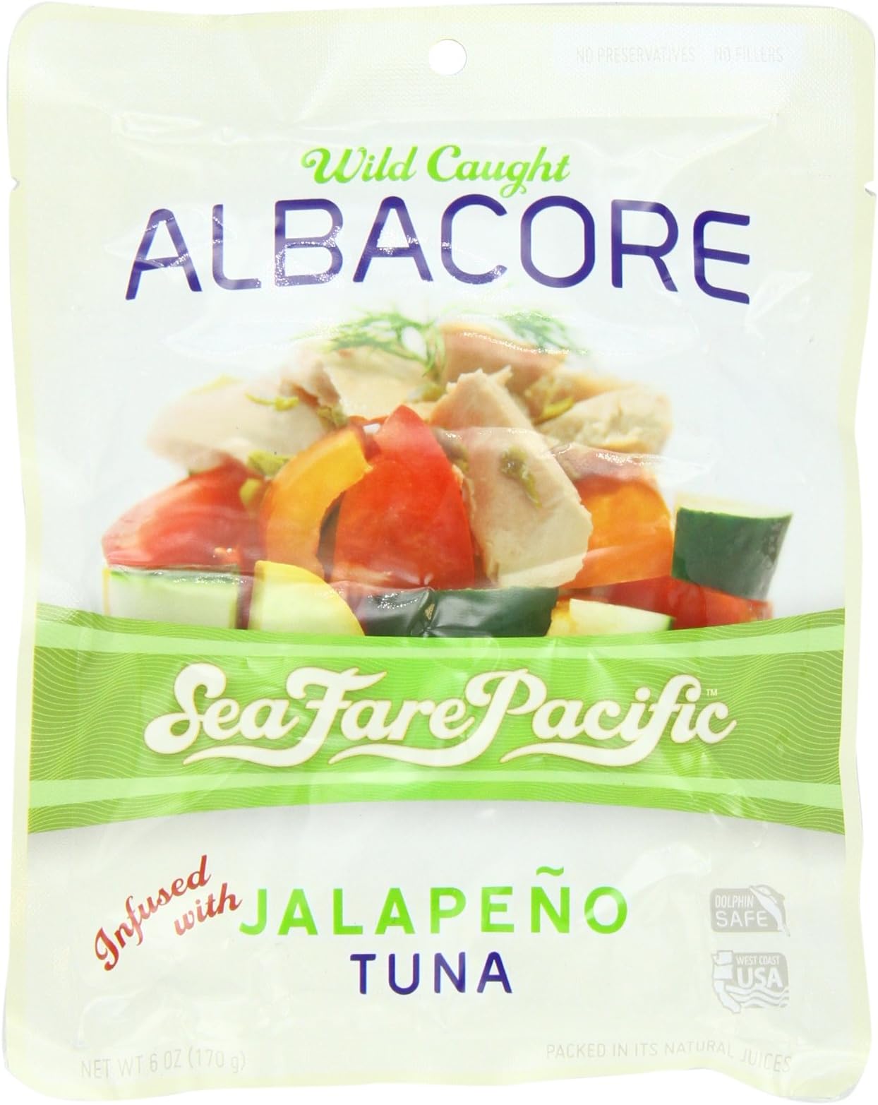 SeaFare Pacific Wild Caught Albacore, Infused with Jalapeno, 6 Ounce