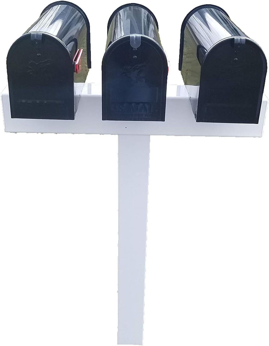 Handy Post for 3 S,M Mailboxes, 42-in x 31-in, White, Vinyl Sleeve (mailboxes not Included)