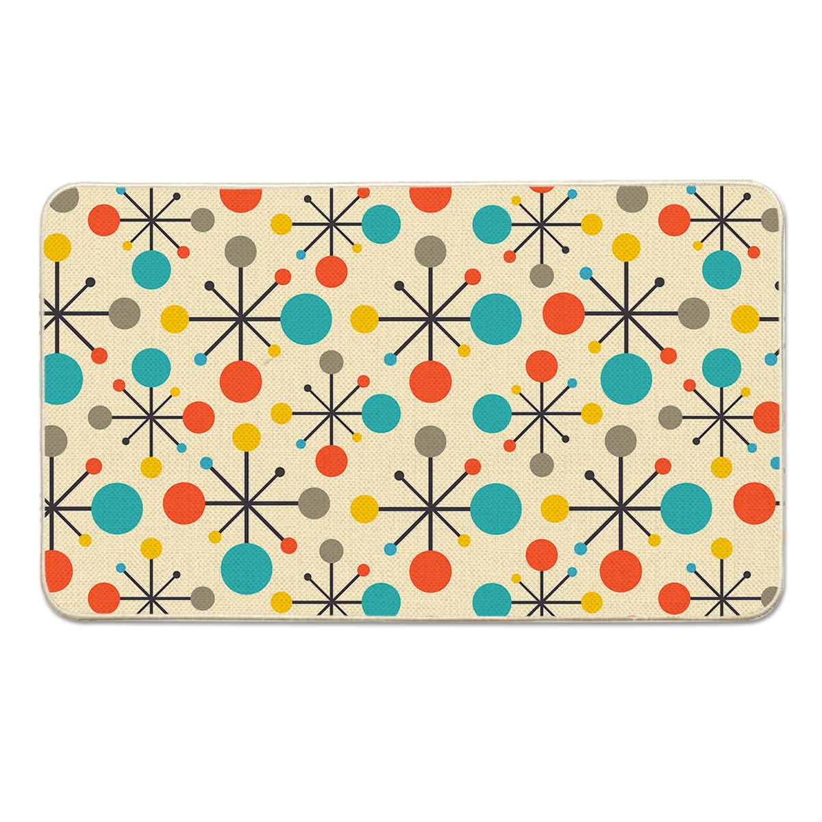 Baraza Mid Century Modern Front Door Mat Atomic Retro Cute Doormats for Floor Comfort Washable Non Slip for Kitchen Farmhouse Outdoor Indoor Front Entrance Kitchen Mats Home Decor 17" W x 29" L