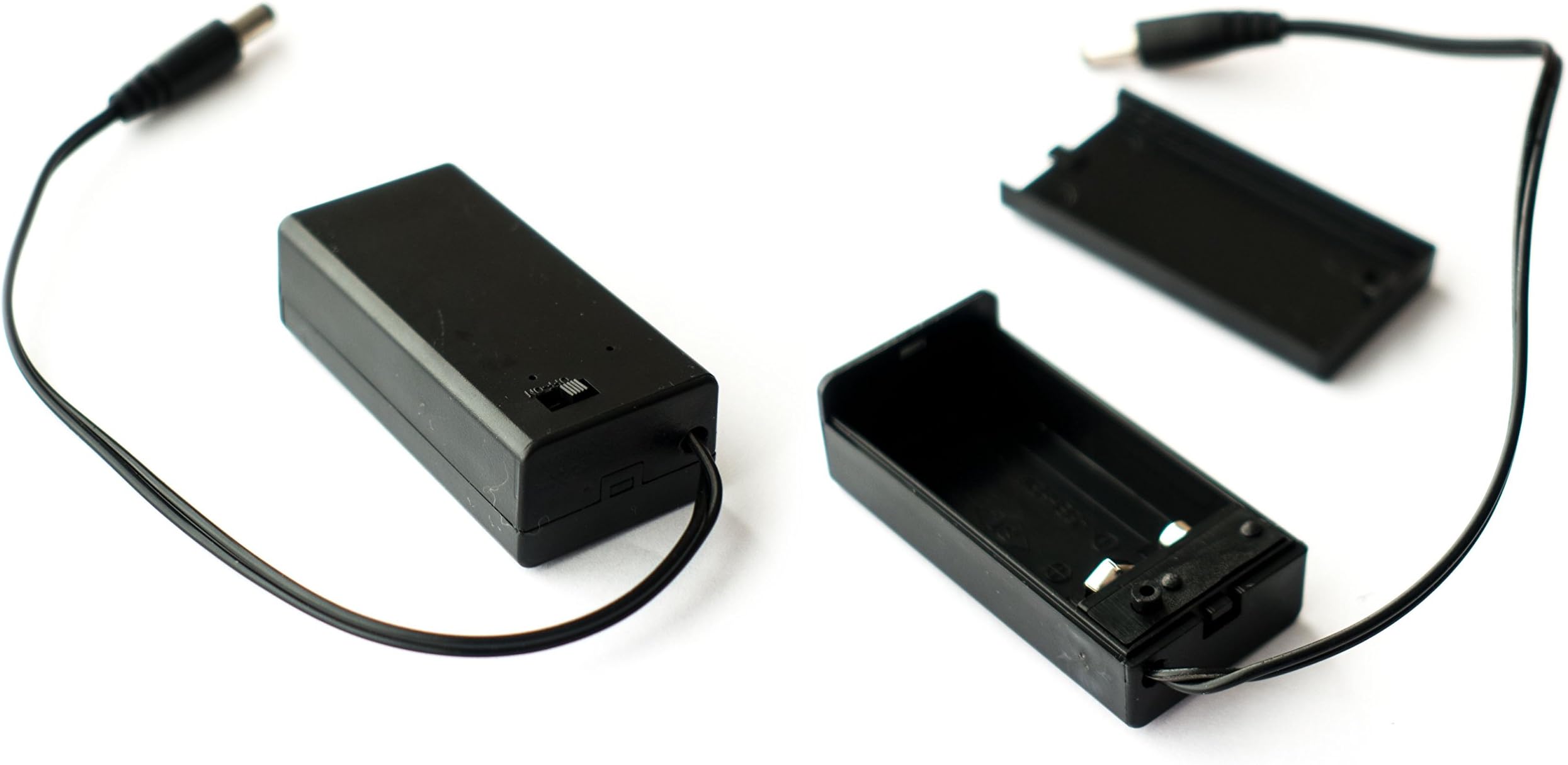9V PP3 Digislider battery holder with DC Plug and On/Off Switch | for CCTV, DIY, Arduinos, motors, solenoids, LED strips (2 pack | DC plug)